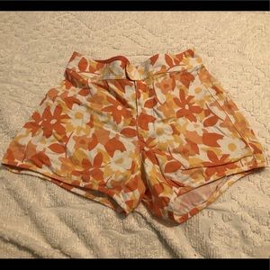 Bass floral high waisted orange and cream shorts